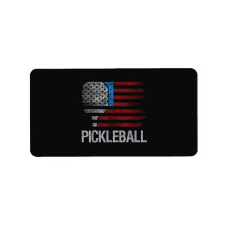 Etiqueta Bandeira dos EUA Jogador de Pickleball Amante de P