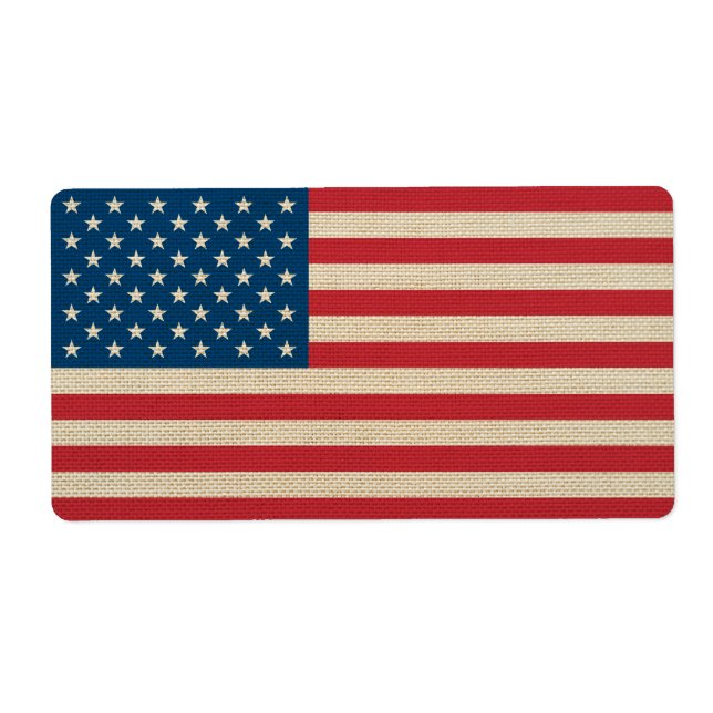 Etiqueta bandeira faux burlap dos EUA (Frente)
