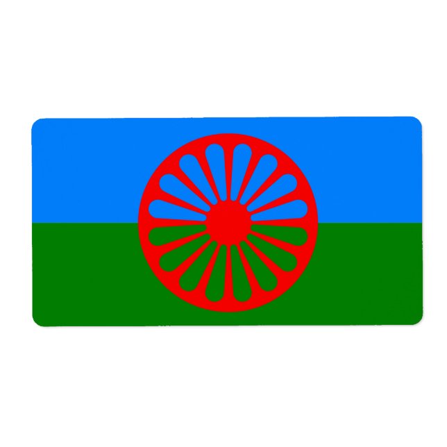Etiqueta Bandeira oficial romanichel (Frente)