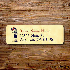 Etiqueta Bandeira Patriótica dos EUA e Fogos de Artifício E