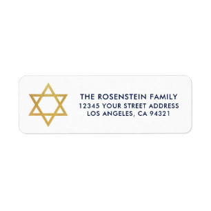 Etiqueta Bar Mitzvah and Bat Mitzvah Blue Gold Address