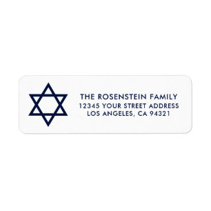 Etiqueta Bar Mitzvah and Bat Mitzvah Blue White Address