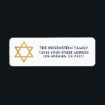 Etiqueta Bar Mitzvah e Bat Mitzvah Endereço Dourado Azul<br><div class="desc">Etiqueta de Endereço Dourado Azul do Bar Mitzvah e Bat Mitzvah</div>