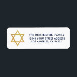 Etiqueta Bar Mitzvah e Bat Mitzvah Endereço Dourado Azul<br><div class="desc">Etiqueta de Endereço Dourado Azul do Bar Mitzvah e Bat Mitzvah</div>