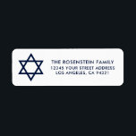Etiqueta Bar Mitzvah e endereço branco azul de Mitzvah do<br><div class="desc">Barre Mitzvah e bastão etiqueta azul e branca de Mitzvah de endereço</div>