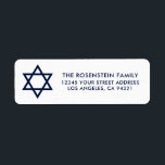 Etiqueta Bar Mitzvah e endereço branco azul de Mitzvah do<br><div class="desc">Barre Mitzvah e bastão etiqueta azul e branca de Mitzvah de endereço</div>