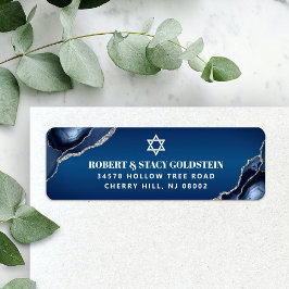 Etiqueta Bar Mitzvah Marinho Blue Ombre Agate Endereço de d