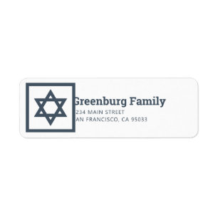 Etiqueta Bar Mitzvah Star do David Modern Return Address
