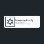 Etiqueta Bar Mitzvah Star do David Modern Return Endereço<br><div class="desc">Composto por serifa moderna e serifpografia sans com uma estrela de David. Este foi projetado por materiais de terceiros selecionados,  exclusivos para o Zazzle. Disponível aqui: http://www.zazzle.com/store/selectpartysupplies</div>