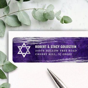 Etiqueta Bar Roxo Mitzvah Silver Foil Bold Endereço de Devo