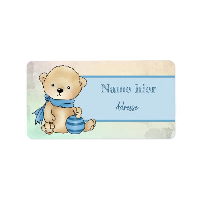 Etiqueta Bärchen mit Ball, blau (Frente)