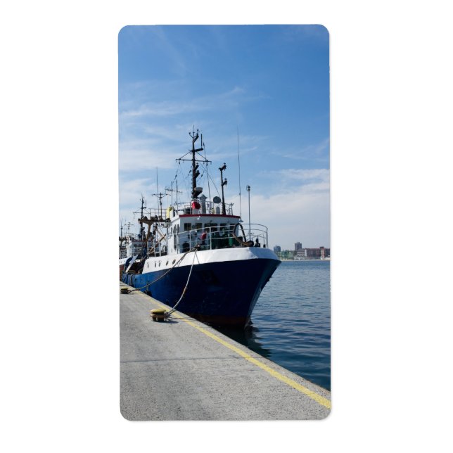 Etiqueta Barcos de pesca amarrados (Frente)