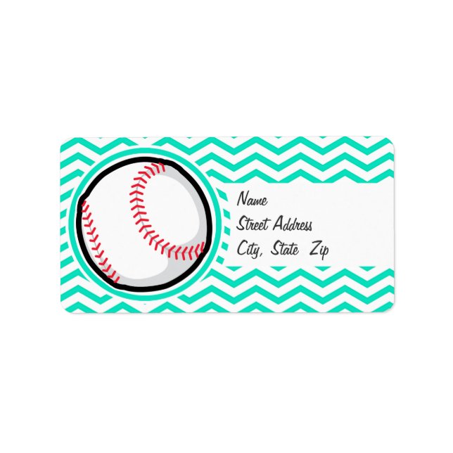 Etiqueta Baseball; Aqua Green Chevron (Frente)