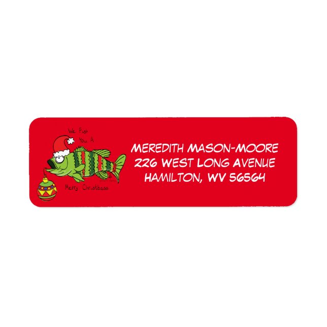Etiqueta Bass de Natal Engraçado Pesca Peixe Cartografia Bo (Frente)