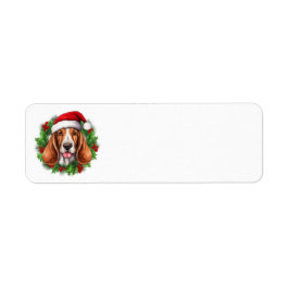 Etiqueta Basset Hound Christmas Wreath