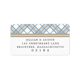 Etiqueta Basta Xadrez Blue & Tan Wedding Return Address