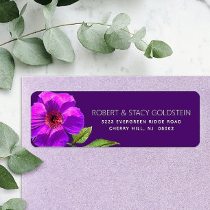 Etiqueta Bat Mitzvah Modern Purple Floral Address