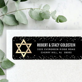 Etiqueta Bat Mitzvah Preto Dourado Brilho Negrito Endereço 