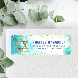 Etiqueta Bat Mitzvah turquoise endereço para retorno de aqu