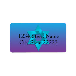 Etiqueta Bat Mitzvah Turquoise para Bambre Roxo com Estrela