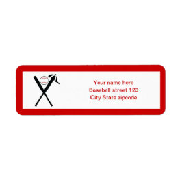 Etiqueta Baterias cruzadas de baseball e boné preto, vermel