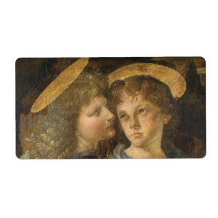 Etiqueta Batismo dos Anjos Cristos por Leonardo da Vinci