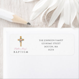 Etiqueta Batismo religioso Floral Moderno Elegante