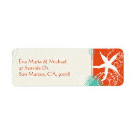 Etiqueta Beach Starfish Red Aqua Weding Endereço de devoluç