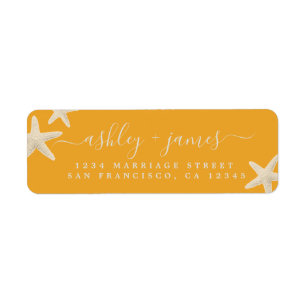 Etiqueta Beach Starfish Yellow WedReturn Address