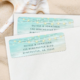 Etiqueta Beach String Luzes Ocean Wedding Endereço de devol