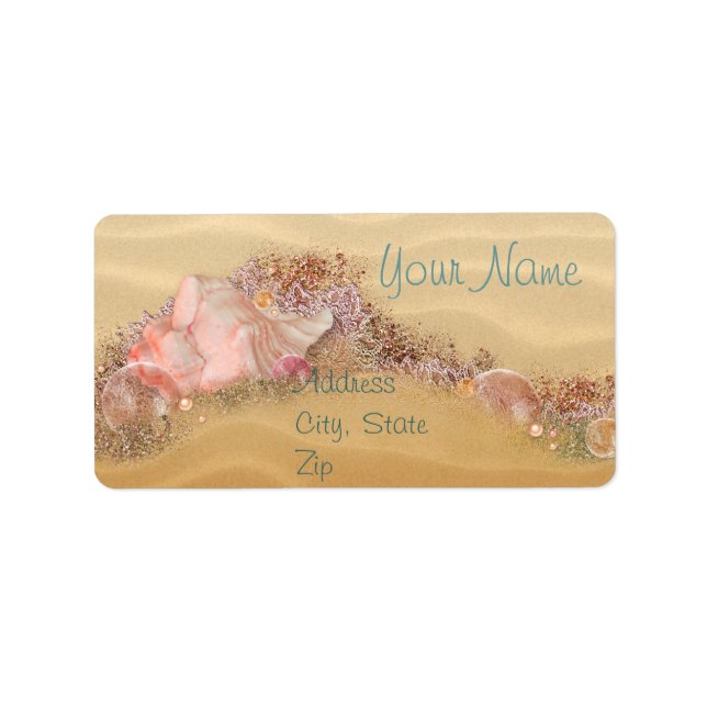 Etiqueta Beach Wedding Sandy Shore (Frente)