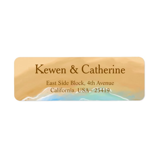 Etiqueta Beach Wedding Watercolor (Frente)