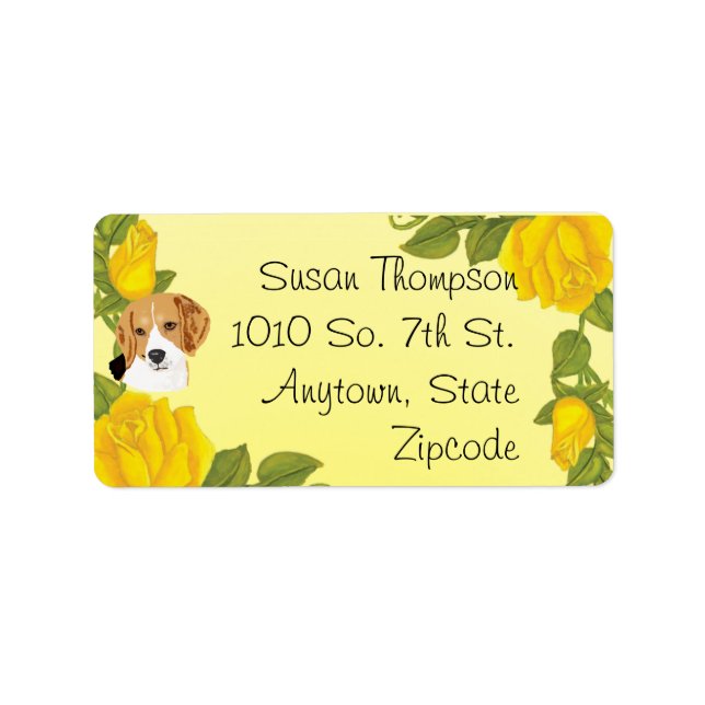 Etiqueta Beagles e Rosas Amarelas (Frente)