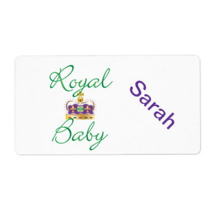 Etiqueta Bebê Real com Coroa Roxa e Dourada