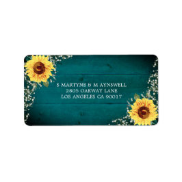 Etiqueta Bebês Rústicos De Girassol Respiram Casamento Teal