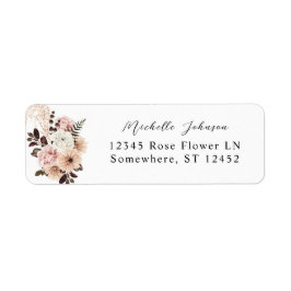 Etiqueta Beige & Blush Rustic Floral Address