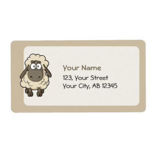 Etiqueta Beige de Cartoon de Ovelha