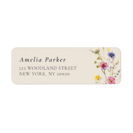 Etiqueta Beige Wildflower Primavera Floral Address