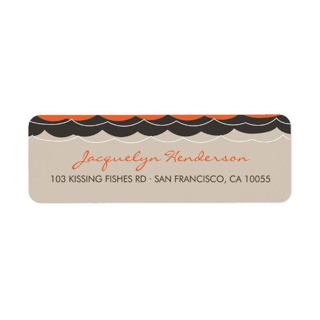 Etiqueta Beijar Fishes Corais Praia Casamento Cogado (Frente)