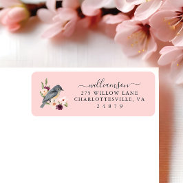 Etiqueta Bela Boêmia Estilo Watercolor Bird e Branch