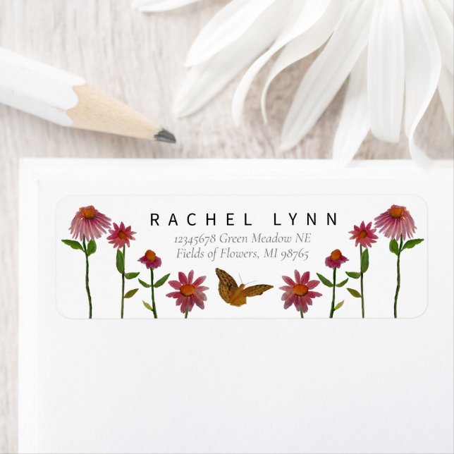 Etiqueta Bela Flores Rosa Borboleta (Insitu)