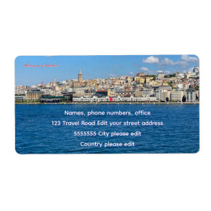 Etiqueta Bela panorâmica de viagem de Istambul