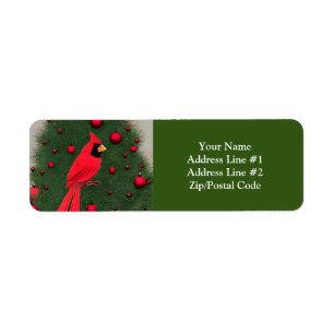 Etiqueta Belo Cardeal Vermelho de Natal