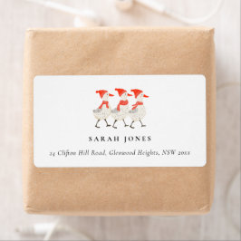 Etiqueta Belo e Engraçado Red Winter Quacking Patos de Nata