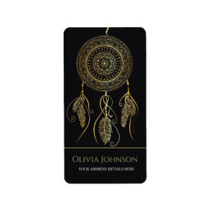 Etiqueta Belo Sonho Dourado Negro Catcher Mandala