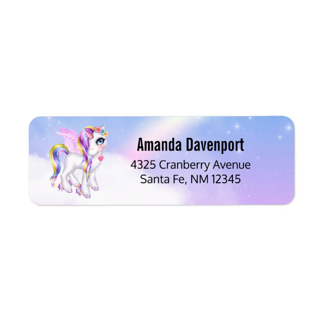 Etiqueta Belo Unicórnio com Rainbow Mane Tail (Frente)