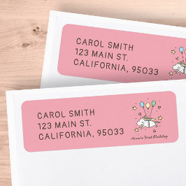 Etiqueta Belo Unicórnio Voando em Balões Aniversário