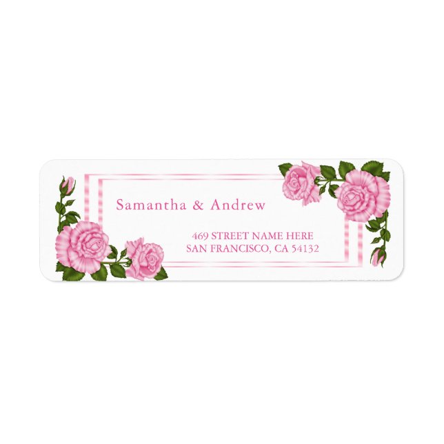 Etiqueta Belos Ramos de Canto Rosa Casamento (Frente)