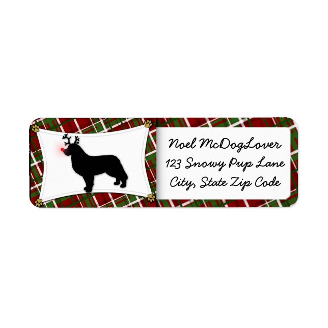 Etiqueta Bernese Mountain Dog Reindeer Natal (Frente)
