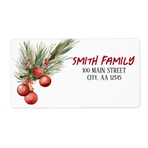 Etiqueta Berries de Natal com Aquarela